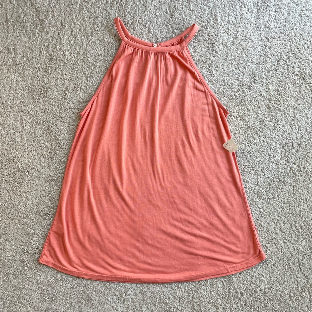 LOFT Peach Orange Pink High-neck Business Casual Sleeveless Top Size XS